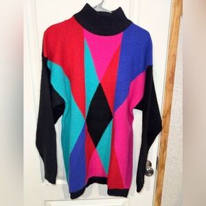 Vintage Pappagallo Multicolor Geometric Sweater